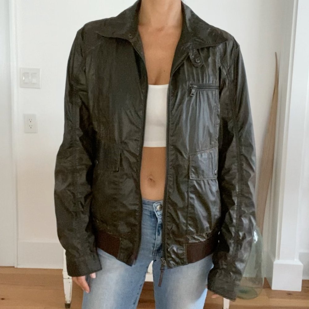 Prada Jacket Windbreaker Men's Vintage Crinkle Bomber Jacket RARE! Size 52